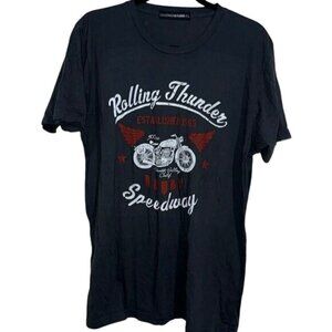 Rolling Thunder Speedway Black Graphic Tee Large By Lulusimonstudio